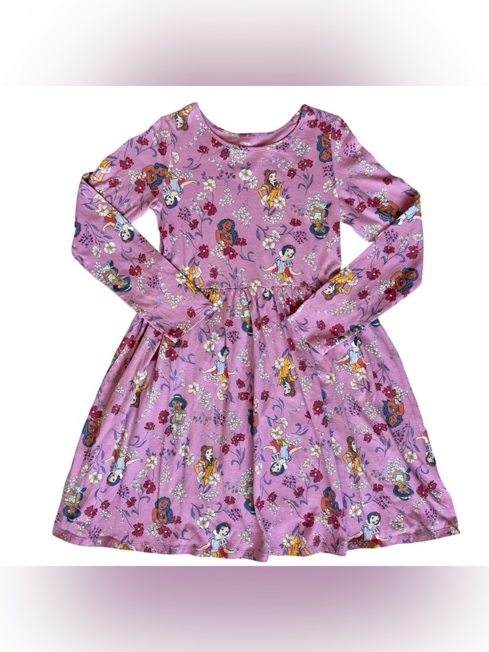 Disney Girls Princess Snow White & Belle Fit & Flare Long Sleeve Dress Size 10